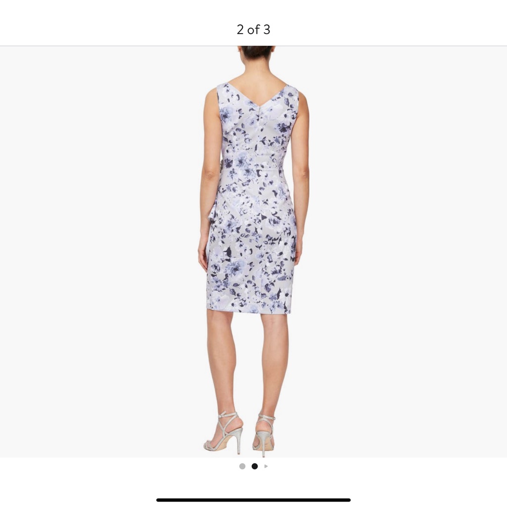 Alex Evenings White And Blue Backless Dress